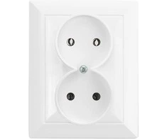 Gniazdo Lizdas Dvigubas kištukinis lizdas 2x2P Pearl, 16A, 250V, PT-5 P, baltas