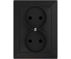 Gniazdo Lizdas Dvigubas kištukinis lizdas 2x2P Pearl, 16A, 250V, PT-5 P, juodas