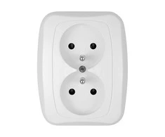 Gniazdo Lizdas Dvigubas kištukinis lizdas 2x2p+Z 16A, 250V, ATUT, baltas