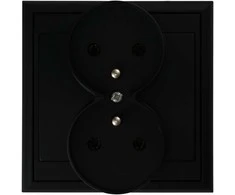 Gniazdo Lizdas Luna dvigubas kištukinis lizdas 2x2P+Z, 16A, 250V, PT-6LR, juodas