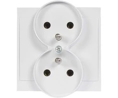 Gniazdo Lizdas Luna dvigubas kištukinis lizdas 2x2P+Z, 16A, 250V, PT-6LR, baltas