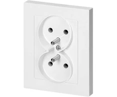 Gniazdo Lizdas Dvigubas kištukinis lizdas 2x2P+Z Malta, 16A, 250V, PT-6M, baltas