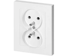 Gniazdo Lizdas Dvigubas kištukinis lizdas 2x2P+Z Malta, 16A, 250V, PT-6M, baltas