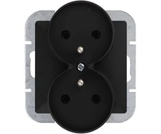 Gniazdo Lizdas Dvigubas kištukinis lizdas 2x2P+Z Pearl, 16A, 250V, PT-6 PR, juodas