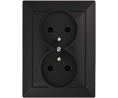 Gniazdo Lizdas Dvigubas kištukinis lizdas 2x2P+Z Pearl, 16A, 250V, PT-6 P, juodas