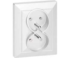 Gniazdo Dviguba įleidžiama rozetė Pearl, 16A, 250V, balta