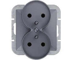 Gniazdo Lizdas Dvigubas kištukinis lizdas 2x2P+Z Pearl, 16A, 250V, PT-6 PR, antracito spalvos