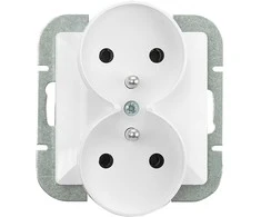 Gniazdo Lizdas Dvigubas kištukinis lizdas 2x2P+Z Pearl, 16A, 250V, PT-6 PR, baltas