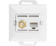 Gniazdo Baltas F tipo ir RJ45 lizdas Cat6