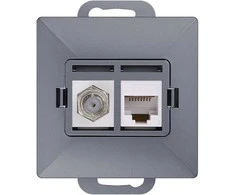 Gniazdo Antracito spalvos F tipo ir RJ45 Cat6 lizdas