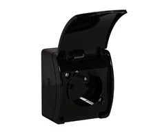 Orno Vienvietis lizdas 2P+Z AQUATIC, IP44, juodas, 10 vnt.