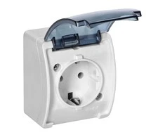 Orno Lizdas Lizdas 2P+Z Schuko AQUATIC, IP44, baltas, dūminis