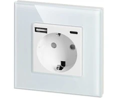 Gniazdo Lizdas Vienas lizdas 2P+Z, Schuko, USB-A + USB-C, išvestis 5VDC maks. 3A, baltas
