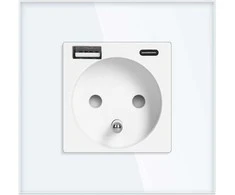 Gniazdo Lizdas Lizdas 2P+Z, USB-A + USB-C, PD, maks. 20W, baltas
