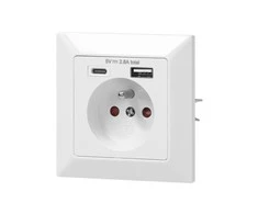 Orno Viengubas elektros lizdas 2P+Z su USB-A ir USB-C išvestimis