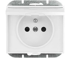 Gniazdo Baltas Onyx viengubas lizdas su dangteliu, atsparus drėgmei, 16A, 250V