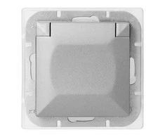 Gniazdo Lizdas Lizdas su 2P+Z apsauga nuo vandens purslų su atvartu, Pearl, 16A, 250V, PT-16PH, sidabrinis