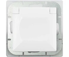 Gniazdo Lizdas Lizdas su 2P+Z apsauga nuo vandens purslų, su atvartu, Pearl, 16A, 250V, PT-17PH, baltas