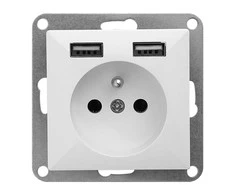 Gniazdo Lizdas Lizdas su kištuku, 2P+E, su Pearl įkrovikliu, 16A, 250V, PT-16P/USB, baltas