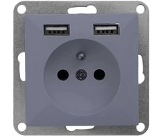 Gniazdo Vienguba lizdas su USB įkrovikliu, antracitas