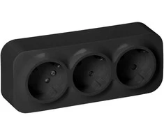 Orno Lizdas „ToDo“ trigubas lizdas 2P+Z Schuko IP20, 16A, 230V AC, juodas, 10 vnt.