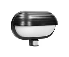 Sieninis šviestuvas Orno MUSAM, sodo šviestuvas su 180° judesio jutikliu, 1x60W, E27, IP44, su sklende, plastikinis, juodas