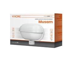 Sieninis šviestuvas Orno MUSAM, sodo šviestuvas su 180° judesio jutikliu, 1x15W, E27, IP44, su sklende, plastikinis, baltas