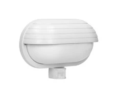 Sieninis šviestuvas Orno MUSAM, sodo šviestuvas su 180° judesio jutikliu, 1x15W, E27, IP44, su sklende, plastikinis, baltas