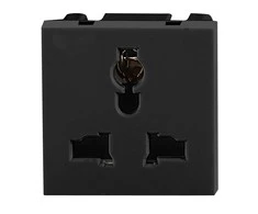 Orno NOEN UK, modulinis lizdas 45x45mm 3 kontaktų daugiafunkcis, 10A, 250V, juodas