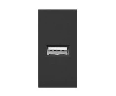 Orno NOEN USB, modulinis prievadas 22,5x45 mm su USB įkrovikliu, 2,1 A 5 V DC, juodas