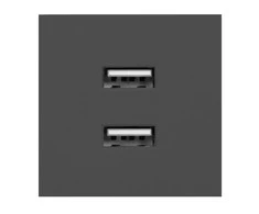Orno NOEN USB x 2, dviejų prievadų modulinis 45x45 mm su USB įkrovikliu, 2.1A 5V DC, juodas