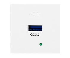 Orno NOEN USBQ, 45x45 mm modulinis prievadas su USB greito įkrovimo įkrovikliu 3A/5V; 2A/9V; 1.5A/12V, baltas