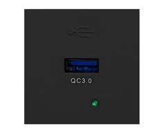 Orno NOEN USBQ, 45x45 mm modulinis prievadas su USB greito įkrovimo įkrovikliu 3A/5V; 2A/9V; 1.5A/12V, juodas
