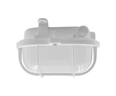 Lubinis šviestuvas Orno OVAL 7040T/P, šviestuvas, 40W, E27, IP44, IK10, matinis polikarbonato difuzorius, polipropileno pagrindas, plastikinis tinklelis, baltas