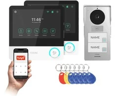 Orno PAVONIS MULTI, dviejų šeimų vaizdo domofono komplektas, 4 laidų, 7 colių, Wi-Fi, lietimui jautrus ekranas, „Full HD“, RFID