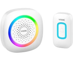 Orno PELA DC, belaidis baterijomis maitinamas durų skambutis, mokymosi sistema, 60 garsų, RGB LED, 300 m, baltas