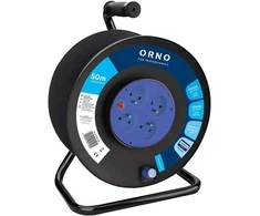 Orno Przedłużacz Prailginimo laido ritė, 4 lizdai 2P+Z, PVC kabelis H05VV-F 3x1,5mm2, 50m, šiluminė apsauga, srovės kelio sklendės