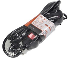 Orno 3 krypčių prailgintuvas 2P+Z, su jungikliu, 3m H05VV-F 3x1.5mm2, Imax=16A, plokščias kištukas, juodas