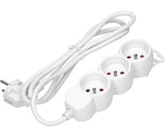 Orno Przedłużacz Prailgintuvas 3x2P+Z, 1,4m, 3x1mm², baltas