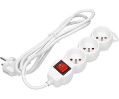 Orno Przedłużacz Prailgintuvas 3x2P+Z, ĮJUNGTA/IŠJUNGTA, 1,4m, 3x1mm², baltas