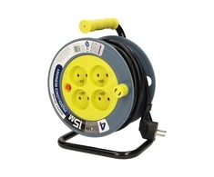 Orno Przedłużacz MINI prailginimo kabelio ritė, 4 lizdai 2P+Z, metalinis stovas, PVC H05VV-F 3x1mm?, ilgis 15m, žalia