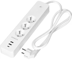 Orno Przedłużacz „Tuya“ išmanusis „Wi-Fi“ 3 lizdų prailgintuvas su įžeminimu ir 3 USB jungikliu, baltas
