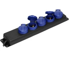 Orno Przedłużacz Dirbtuvių prailgintuvas, atsparus vandens purslams, IP44, 5 lizdai 2P+Z IP44, guminis „schuko“ kabelis, H05RR-F 3x1,5mm2, ilgis 5m.