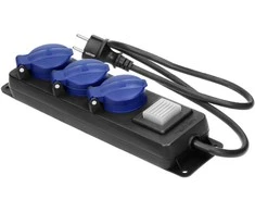 Orno Aptaškams atsparus dirbtuvių ilgintuvas su IP44 jungikliu, 3 lizdai 2P+Z IP44, guminis kabelis, H05RR-F 3x1,5mm?, 5m