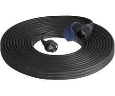 Orno Przedłużacz Dirbtuvių prailgintuvas, atsparus vandens purslams, IP44, 1x2P+Z 30m, alyvai atsparus guminis kabelis H07RN-F 3x1.5mm², 230VAC/16A, schuko