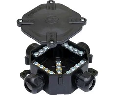 Orno Puszka Hermetiška dėžutė IP67, 4 sandarikliai, 122 x 122 mm, juoda