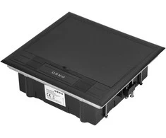 Orno Puszka Grindų dėžutė moduliniams lizdams 6 x 45 x 45 mm arba 12 x 22,5 x 45 mm, dangtelis: nerūdijantis plienas, juodas