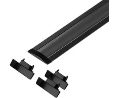 Zestaw: Rinkinys: Komplektas: aliuminio profilis LED juostoms, 2000 x 24,5 x 6,05 mm, įleidžiamas, juodas, juodas dangtelis, 4 galiniai dangteliai