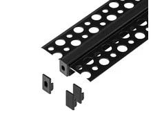 Zestaw: Rinkinys: Komplektas: aliuminio profilis LED juostoms, 2000 x 47,7 x 11,9 mm, įleidžiamas, juodas, juodas dangtelis, 4 galiniai dangteliai