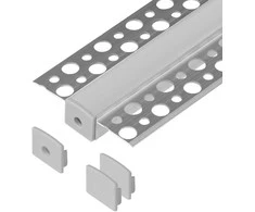 Zestaw: Rinkinys: Komplektas: aliuminio profilis LED juostoms, 2000 x 55 x 13 mm, įleidžiamas, sidabrinis, matinis dangtelis, 4 galiniai dangteliai